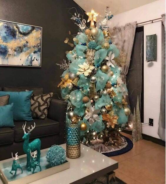 Decoración en Navidad en tonos Turquesa